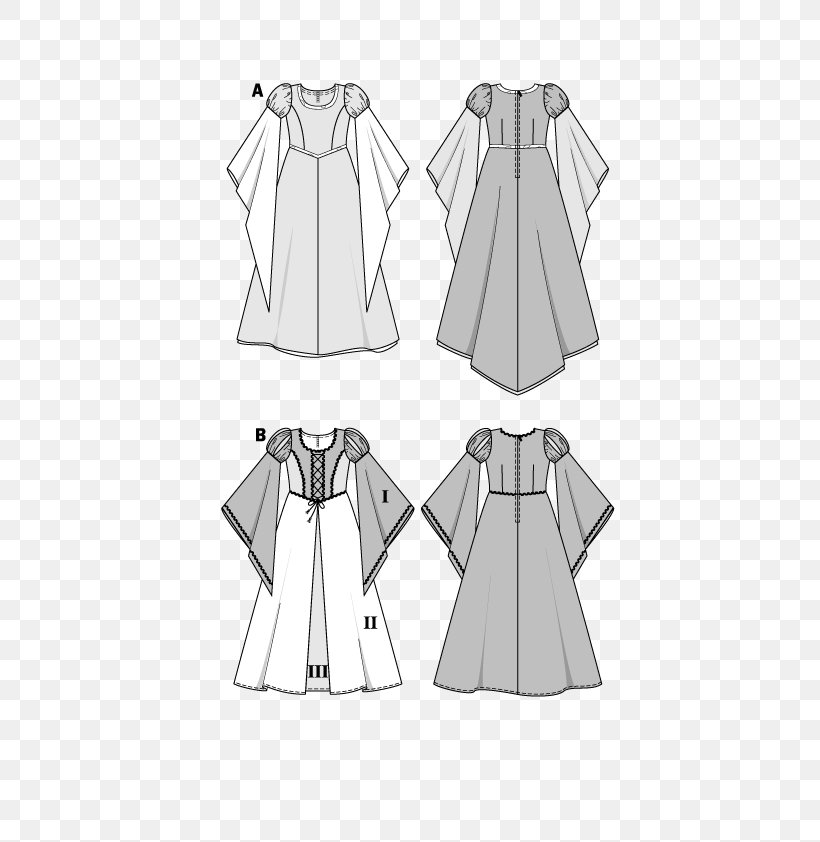 Dress Clothing Sleeve Burda Style Pattern, PNG, 595x842px, Dress, Black, Black And White, Brocade, Burda Style Download Free