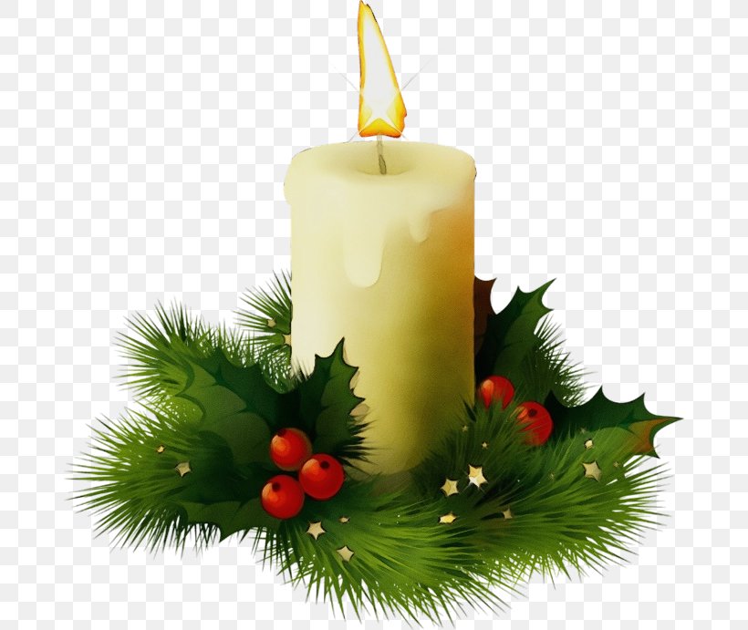 Christmas Decoration, PNG, 680x691px, Watercolor, Candle, Candle Holder, Christmas Decoration, Fir Download Free