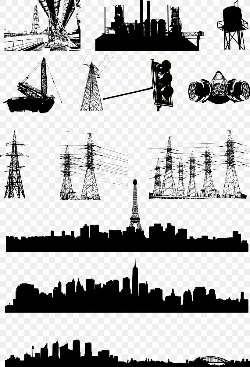 Industry Logo Clip Art, PNG, 4662x6832px, Industry, Architectural Engineering, Black And White, Brand, Building Download Free