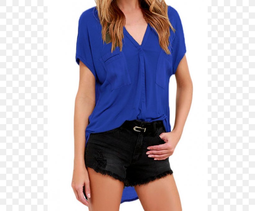 T-shirt Blouse Tube Top Clothing Neckline, PNG, 680x680px, Tshirt, Blouse, Button, Clothing, Cobalt Blue Download Free