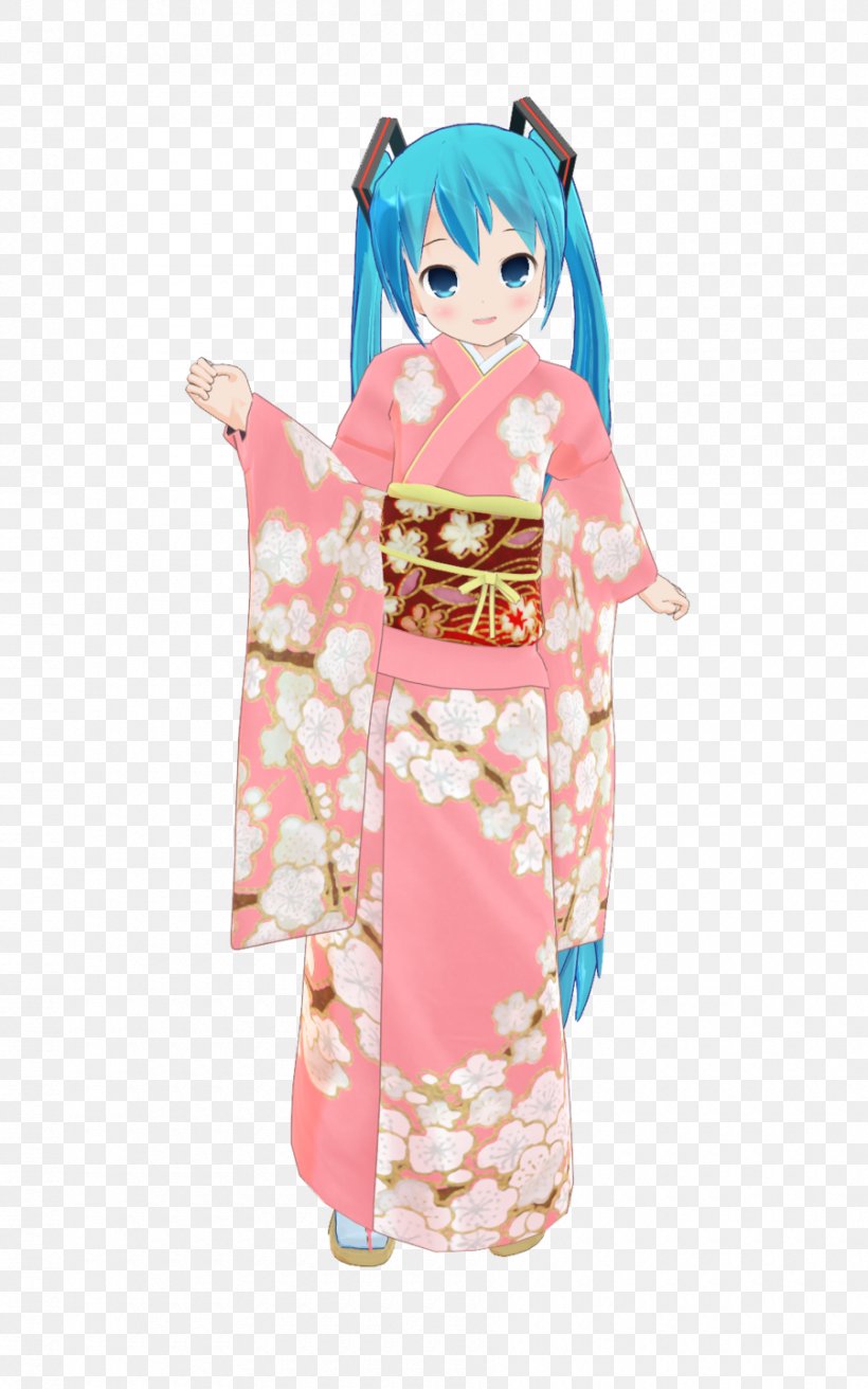 Kimono Clothing Hatsune Miku Yukata Megurine Luka, PNG, 900x1440px, Watercolor, Cartoon, Flower, Frame, Heart Download Free