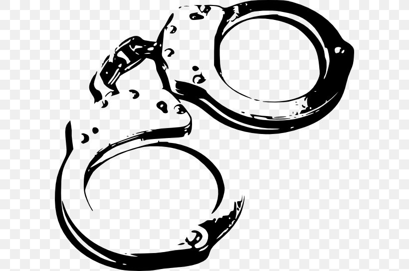 Handcuffs Police Clip Art, PNG, 600x544px, Handcuffs, Arrest, Artwork, Auto Part, Black And White Download Free