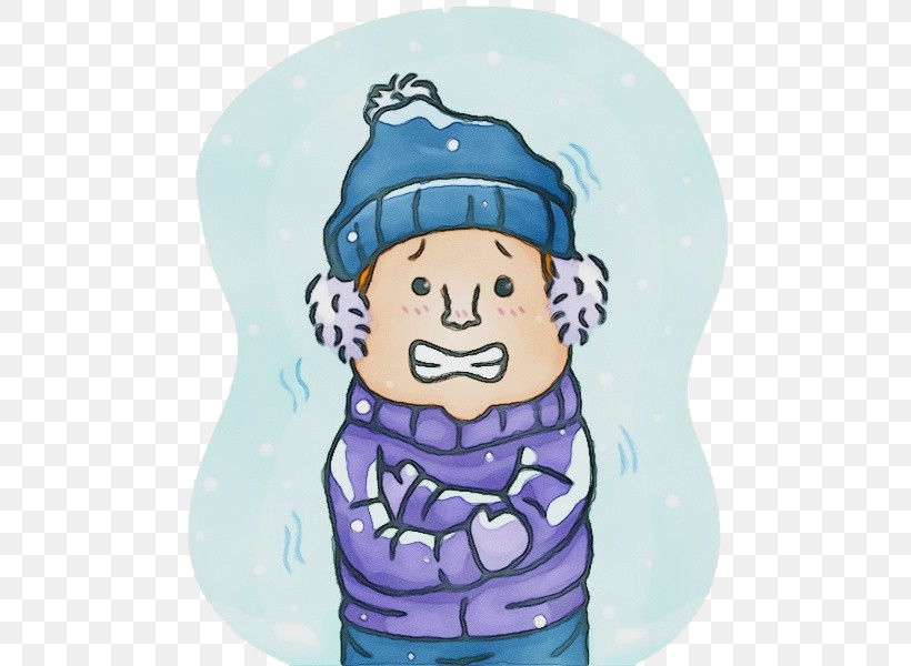 Cartoon Cold Snow Common Cold Weather, PNG, 547x600px, Watercolor