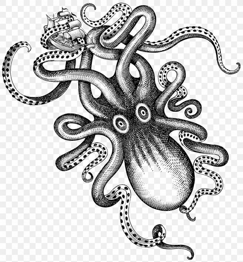 Kraken Rum Liquor Octopus, PNG, 1780x1921px, Kraken Rum, Alcohol Proof, Alcoholic Drink, Black And White, Cephalopod Download Free