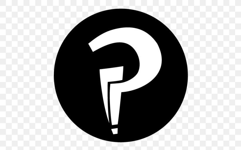 Logo Interrobang Exclamation Mark Question Mark, PNG, 512x512px, Logo, Art, Black And White, Brand, Exclamation Mark Download Free