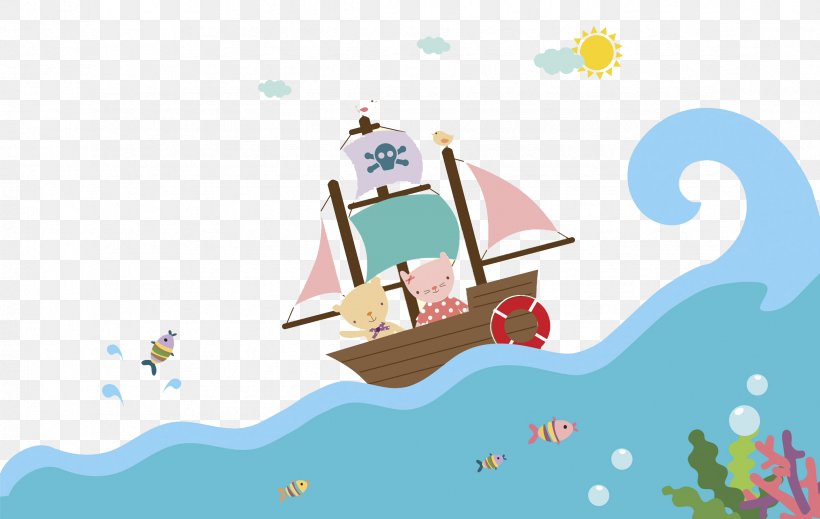 Sea Piracy Euclidean Vector Navio Pirata, PNG, 2349x1488px, Sea, Art, Boat, Cartoon, Flag Download Free