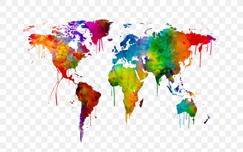 World Map Watercolor Painting Art, PNG, 768x512px, World Map, Art, Art Museum, Canvas, Canvas Print Download Free