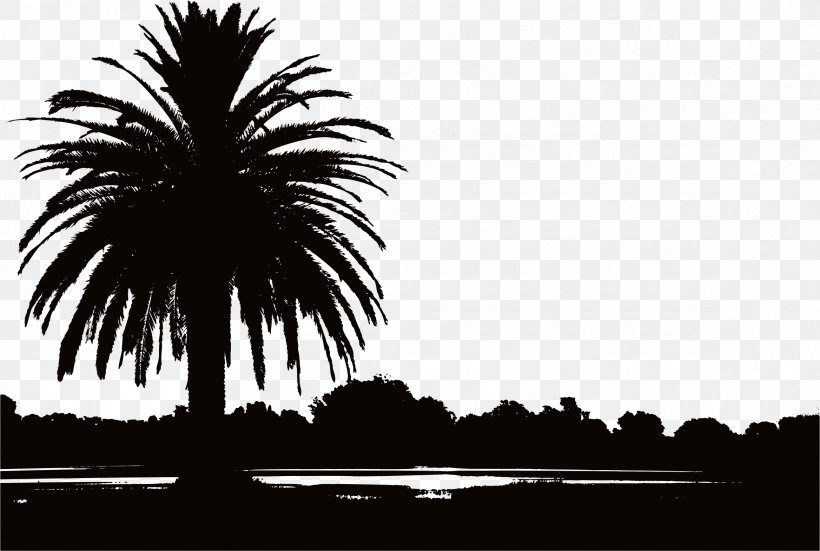 Silhouette Landscape Painting Arecaceae Sunset, PNG, 2336x1572px, Silhouette, Arecaceae, Arecales, Art, Black And White Download Free