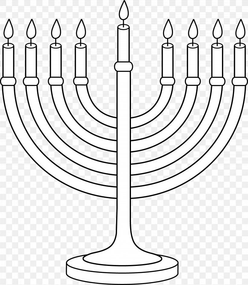 Menorah Hanukkah Dreidel Judaism Clip Art, PNG, 5905x6779px, Menorah, Black And White, Candle, Candle Holder, Coloring Book Download Free
