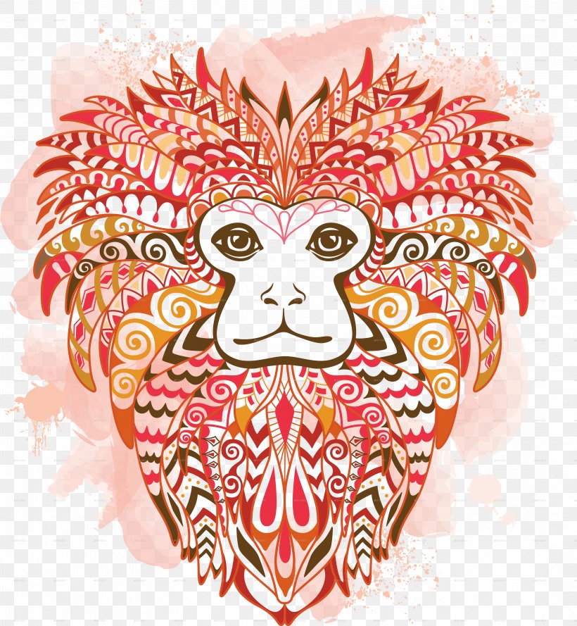 Primate Golden Lion Tamarin, PNG, 4324x4691px, Watercolor, Cartoon, Flower, Frame, Heart Download Free