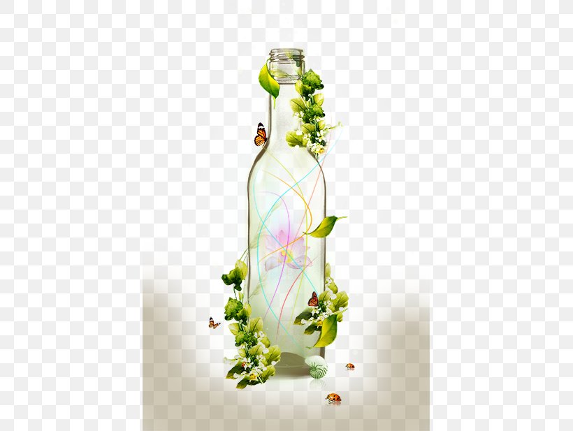 Glass Bottle Illustration, PNG, 411x617px, Glass Bottle, Bottle, Designer, Drinkware, Flora Download Free