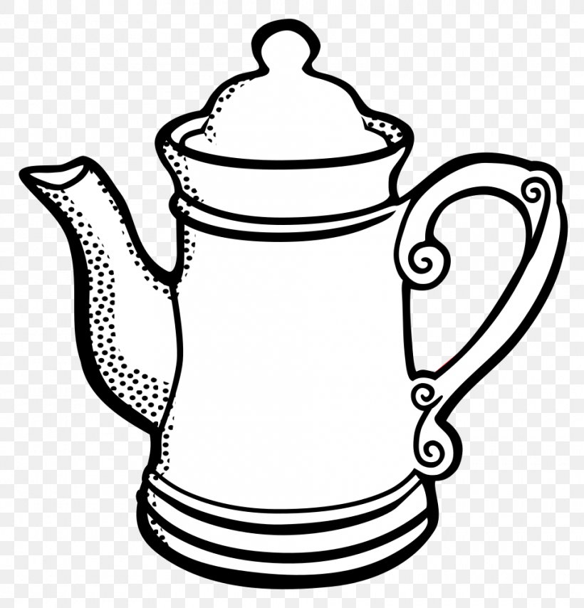 Tea Download Clip Art, PNG, 960x1000px, Tea, Artwork, Black And White, Coffee Pot, Cup Download Free