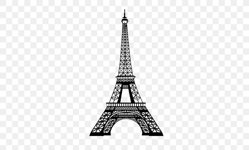 Eiffel Tower Cityscape Wall Decal Skyline Drawing, PNG, 640x496px, Eiffel Tower, Black And White, Building, Cityscape, Decal Download Free