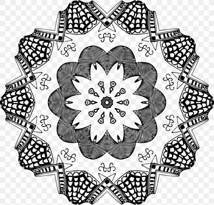 Hollow Mandala, PNG, 2400x2298px, Paintnet, Area, Black And White, Flora, Floral Design Download Free