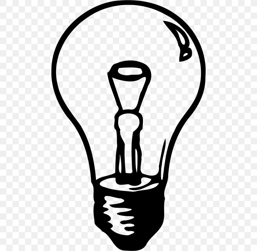 Incandescent Light Bulb Lamp Clip Art, PNG, 500x800px, Incandescent Light Bulb, Area, Artwork, Black And White, Compact Fluorescent Lamp Download Free