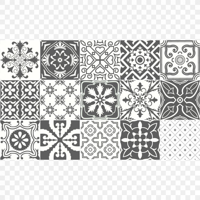Cement Tile Azulejo Carrelage Ceramic, PNG, 1200x1200px, Tile, Area, Azulejo, Black, Black And White Download Free