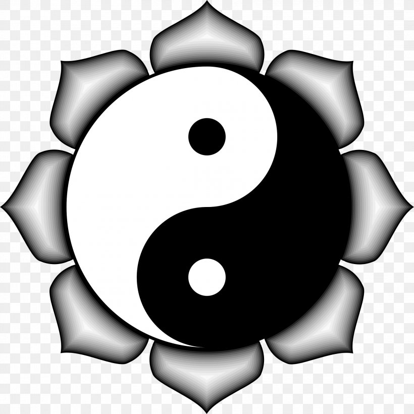 Yin And Yang Desktop Wallpaper Clip Art, PNG, 2192x2192px, Yin And Yang, Android, Black And White, Flower, Google Play Download Free