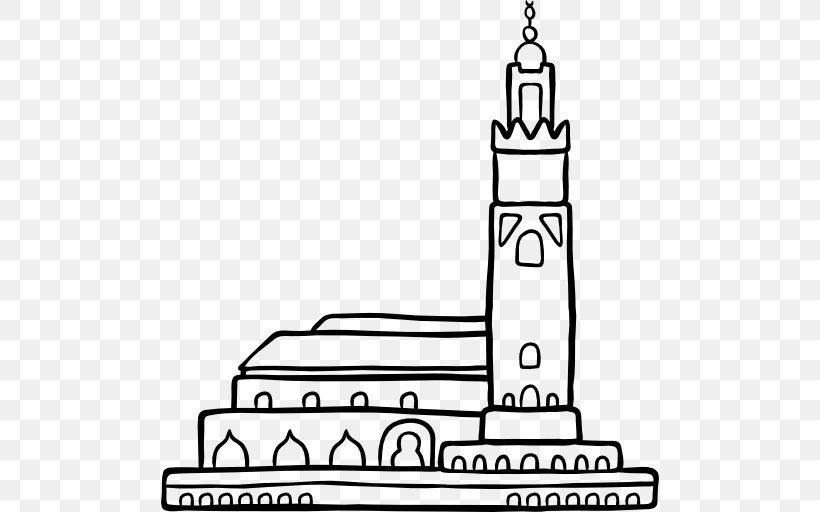 White Tower Of Thessaloniki Monument Clip Art, PNG, 512x512px, White Tower Of Thessaloniki, Area, Black And White, Cartoon, Coloring Book Download Free