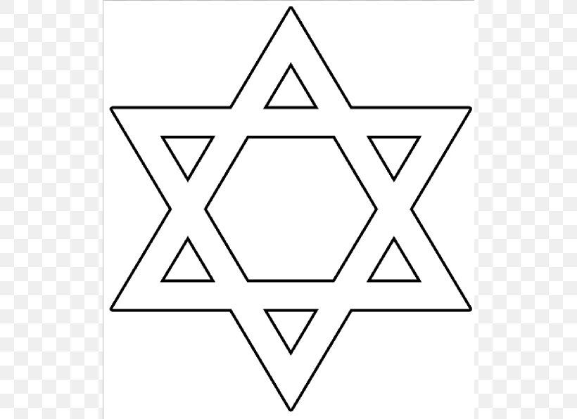 Star Of David Judaism Symbol Clip Art, PNG, 528x596px, Star Of David, Area, Black, Black And White, Coloring Book Download Free