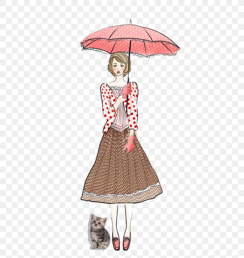 Umbrella Woman, PNG, 1024x1085px, Watercolor, Cartoon, Flower, Frame, Heart Download Free