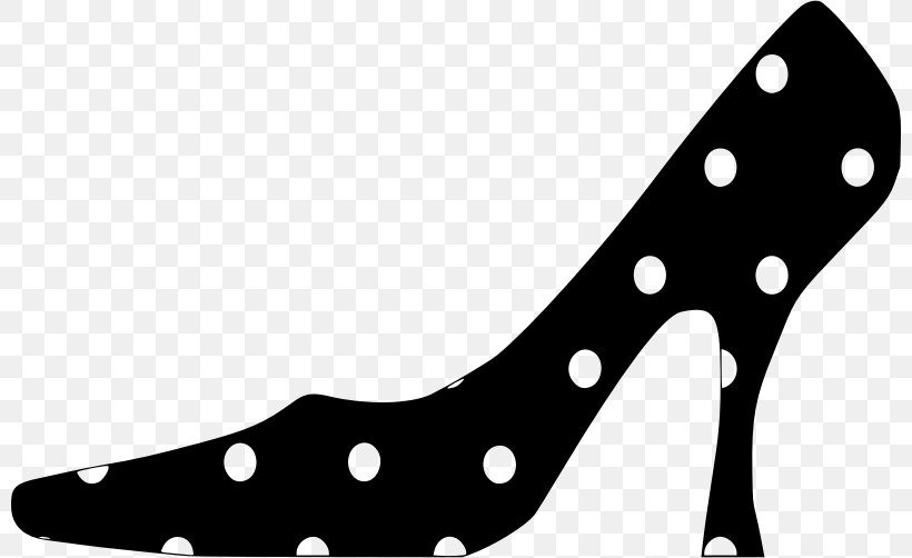 Shoe High-heeled Footwear Stiletto Heel Polka Dot Clip Art, PNG, 800x502px, Shoe, Area, Black, Black And White, Court Shoe Download Free
