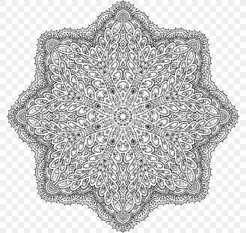 Mandala Desktop Wallpaper Clip Art, PNG, 776x776px, Mandala, Bitmap, Black And White, Coloring Book, Crochet Download Free