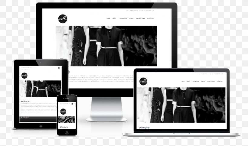 Responsive Web Design Website Development Graphic Design, PNG, 977x576px, Responsive Web Design, Advertising, Black And White, Brand, Communication Download Free