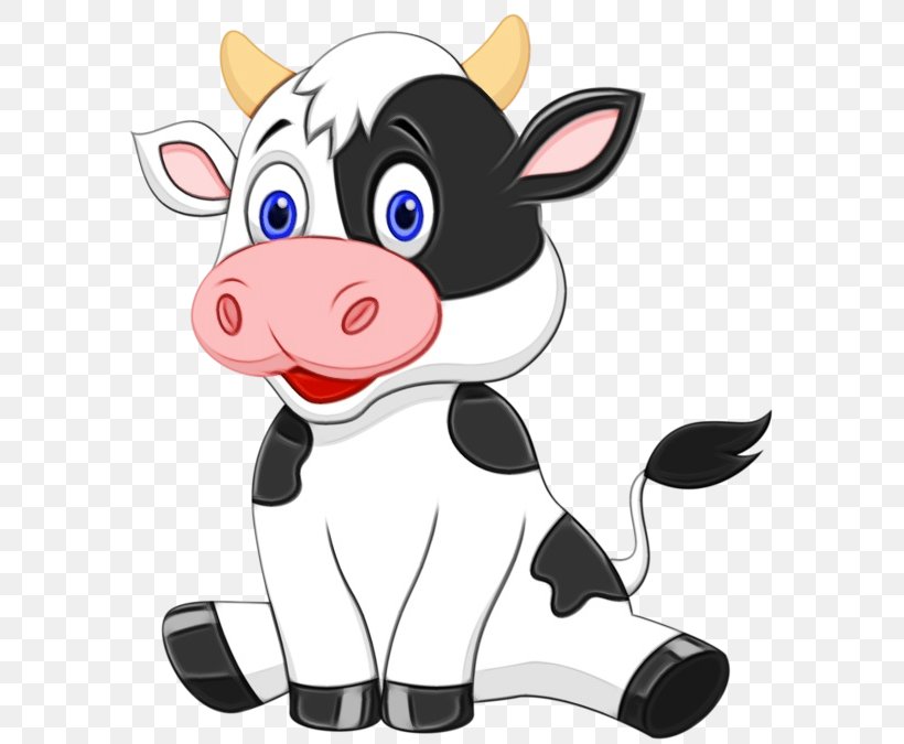 Watercolor Drawing, PNG, 600x675px, Watercolor, Animation, Bovine, Cartoon, Cattle Download Free