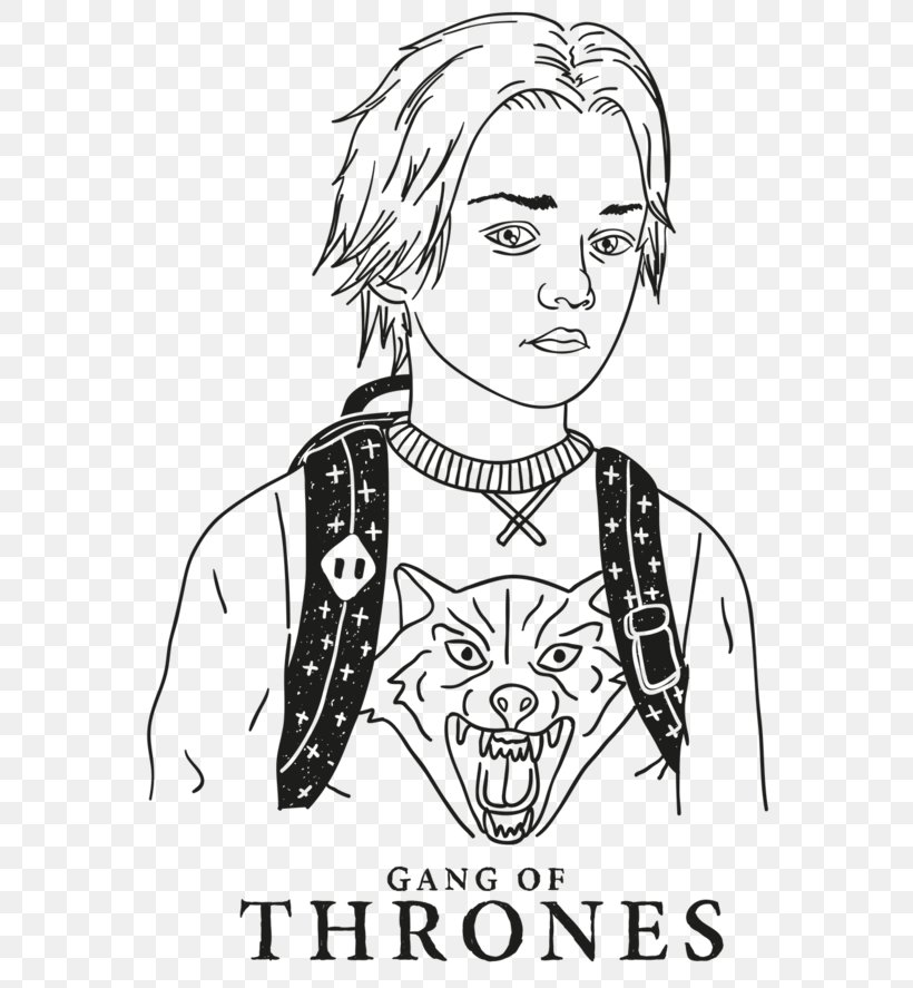 Game Of Thrones Arya Stark Drawing Line Art Character, PNG, 650x887px, Watercolor, Cartoon, Flower, Frame, Heart Download Free