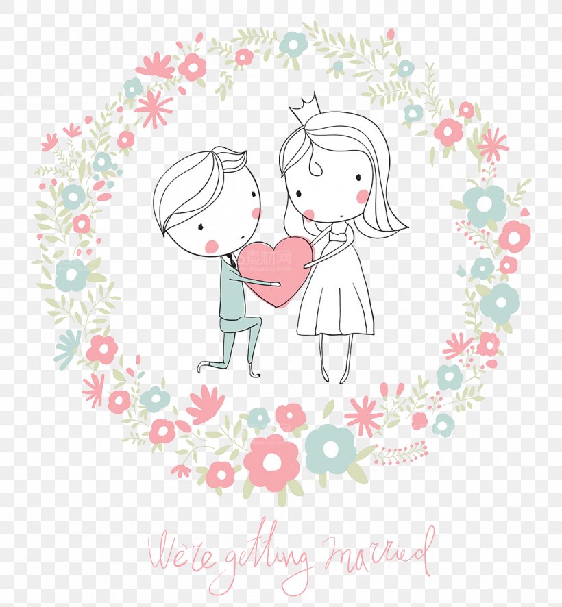 Wedding Invitation Cartoon Illustration, PNG, 1100x1189px, Watercolor, Cartoon, Flower, Frame, Heart Download Free