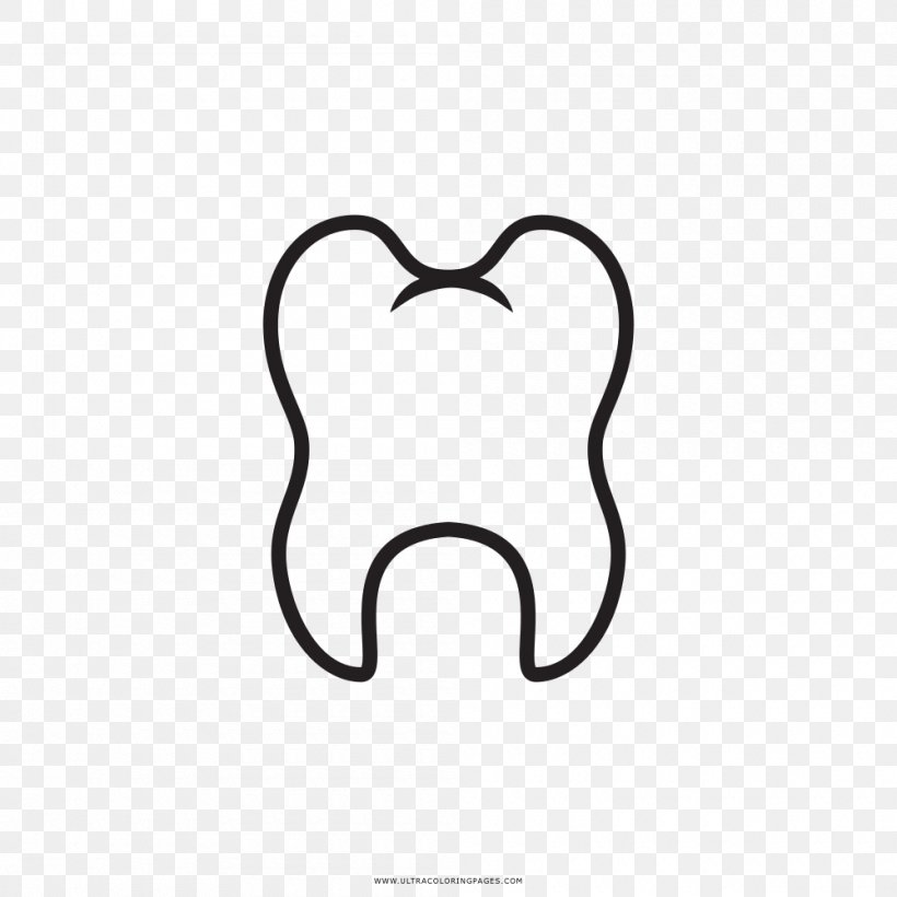 Tooth Drawing Molar Black And White Coloring Book, PNG, 1000x1000px, Watercolor, Cartoon, Flower, Frame, Heart Download Free