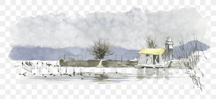 Watercolor Painting Water Resources Wetland Sketch, PNG, 1800x826px, Watercolor Painting, Cloud, Home, Land Lot, Paint Download Free