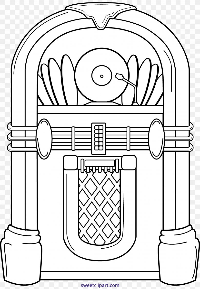 50's Jukebox Clip Art Illustration Blue Jukebox, PNG, 4331x6271px, Jukebox, Area, Black And White, Coloring Book, Drawing Download Free