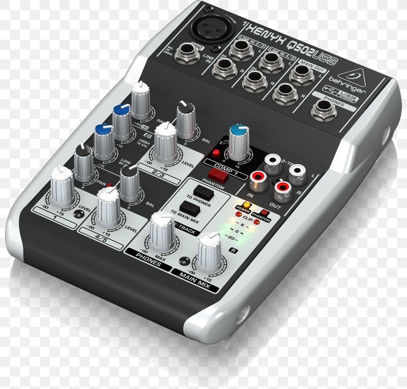 Microphone Preamplifier Behringer Xenyx Q502USB Audio Mixers Behringer Mixer Xenyx, PNG, 800x785px, Microphone, Audio, Audio Equipment, Audio Mixers, Behringer Download Free