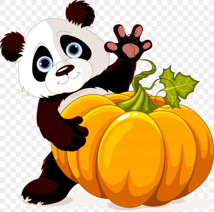 Panda Holding Pumpkin, PNG, 8035x7962px, Giant Panda, Art, Bear, Calabaza, Carnivoran Download Free