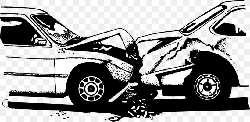 Car Accident Motor Vehicle Traffic Collision, PNG, 1000x490px, Car, Accident, Automotive Design, Automotive Exterior, Black And White Download Free