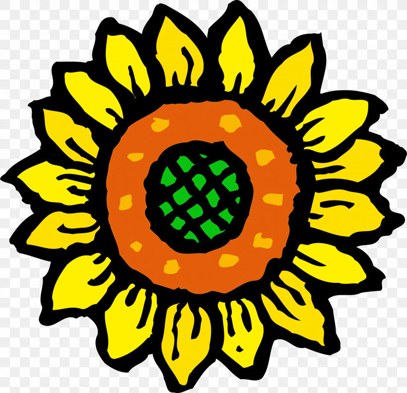 Sunflower, PNG, 3000x2901px, Sunflower, Cartoon, Flower, Plant, Yellow Download Free