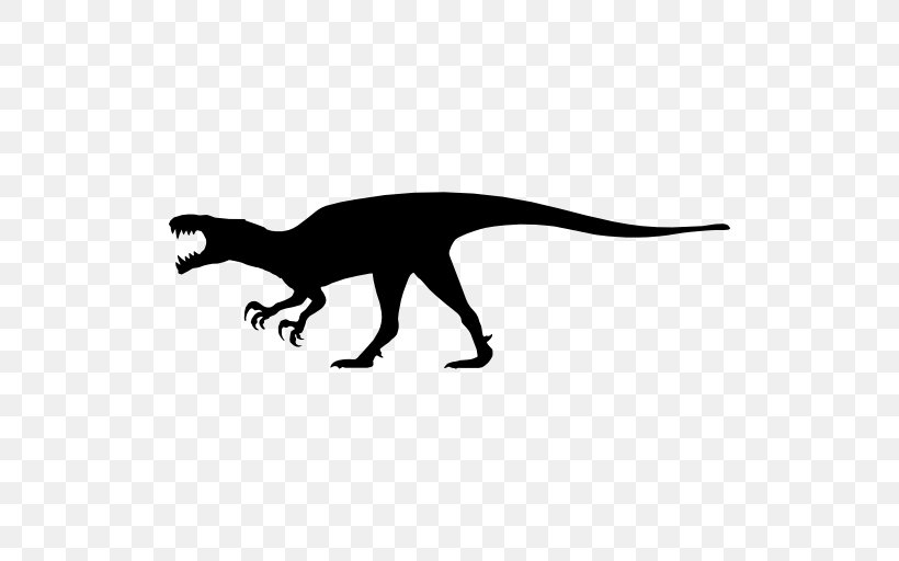 Spinosaurus Dinosaur Silhouette, PNG, 512x512px, Spinosaurus, Animal Figure, Black And White, Dinosaur, Drawing Download Free