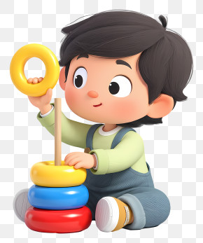 Toddler Stacking Colorful Rings PNG