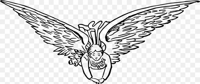 Angel Clip Art, PNG, 1000x425px, Angel, Artwork, Beak, Black And White, Butterfly Download Free