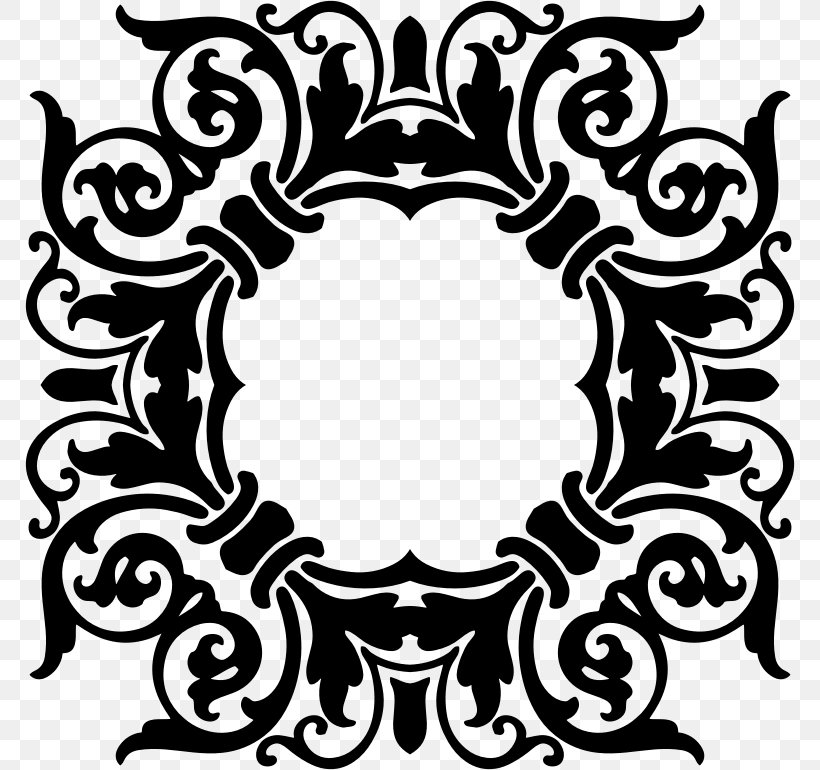 Picture Frames Clip Art, PNG, 770x770px, Picture Frames, Artwork, Black, Black And White, Damask Download Free