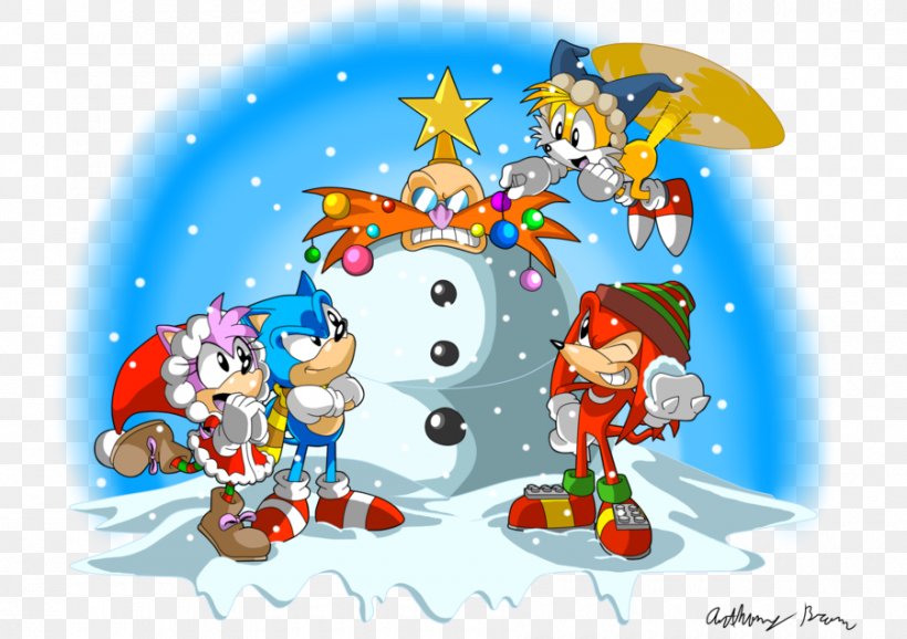 Christmas Tree Sonic The Hedgehog Doctor Eggman Tails Amy Rose, PNG, 900x635px, Christmas Tree, Amy Rose, Art, Cartoon, Character Download Free