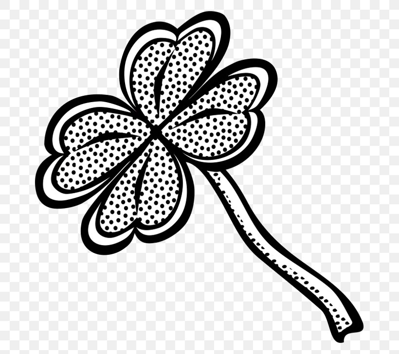 Shamrock Drawing Four-leaf Clover Clip Art, PNG, 721x728px, Shamrock, Area, Black And White, Butterfly, Clover Download Free