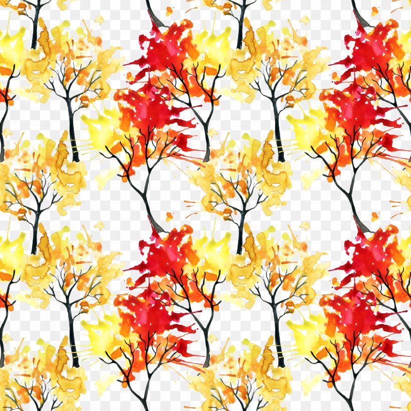 Watercolor Painting Autumn Illustration, PNG, 4000x4000px, Watercolor Painting, Art, Autumn, Branch, Drawing Download Free