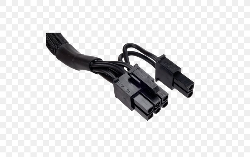 Power Supply Unit PCI Express Corsair Type 4 Sleeved Black PCI-E Cable With Pigtail Connector And... Electrical Cable Power Cable, PNG, 515x515px, Power Supply Unit, Adapter, Cable, Computer, Conventional Pci Download Free