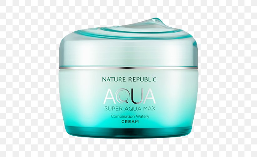 Nature Republic Super Aqua Max Combination Watery Cream Moisturizer Skin Care Facial, PNG, 500x500px, Moisturizer, Cosmetics, Cream, Face, Facial Download Free