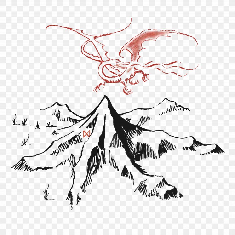 The Hobbit Smaug Bilbo Baggins Gandalf Lonely Mountain, PNG, 5000x5000px, Hobbit, Art, Artwork, Bilbo Baggins, Black And White Download Free
