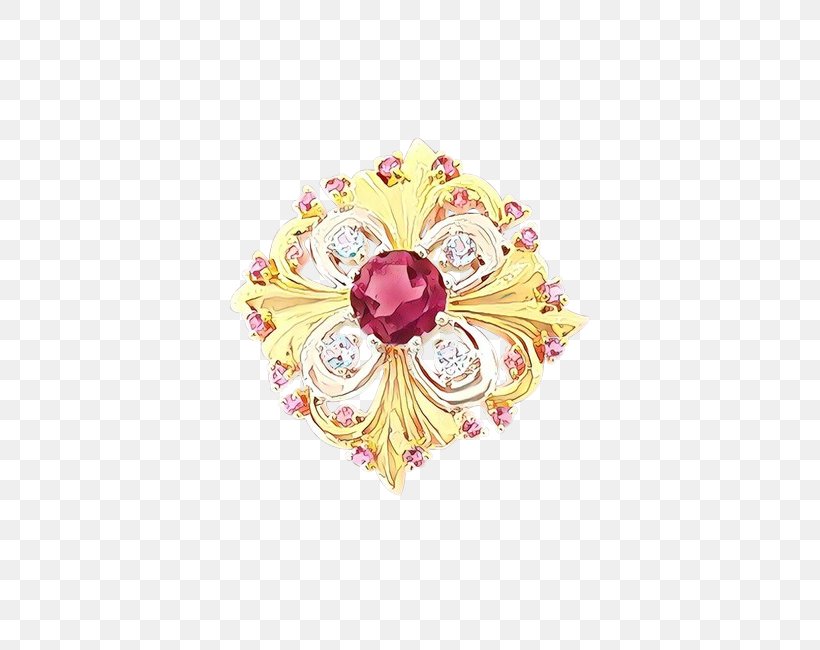 Yellow Pink Brooch Jewellery Fashion Accessory, PNG, 650x650px, Cartoon, Brooch, Fashion Accessory, Gemstone, Gold Download Free