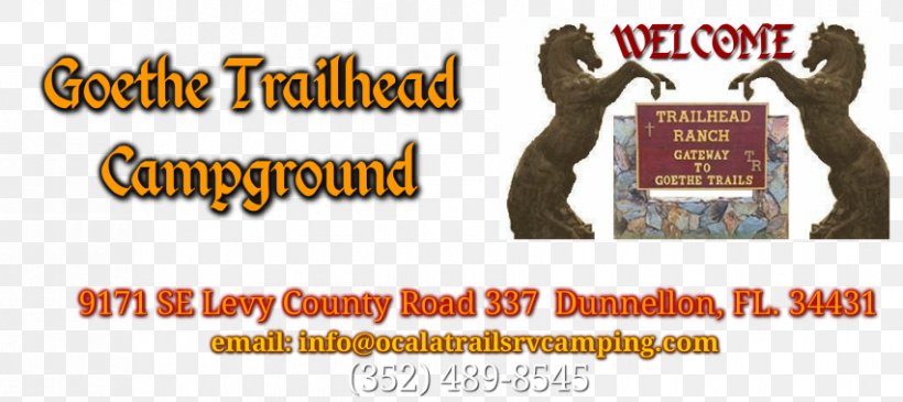 Goethe Trailhead Ranch RV Campground Dunnellon Campsite Campervans Pet, PNG, 852x380px, Dunnellon, Advertising, Area, Banner, Brand Download Free