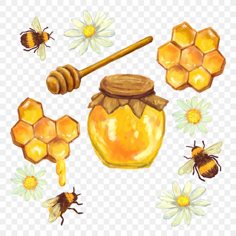 Honeycomb Nectar, PNG, 1500x1500px, Honey, Advertising, Beehive, Cartoon, Flower Download Free